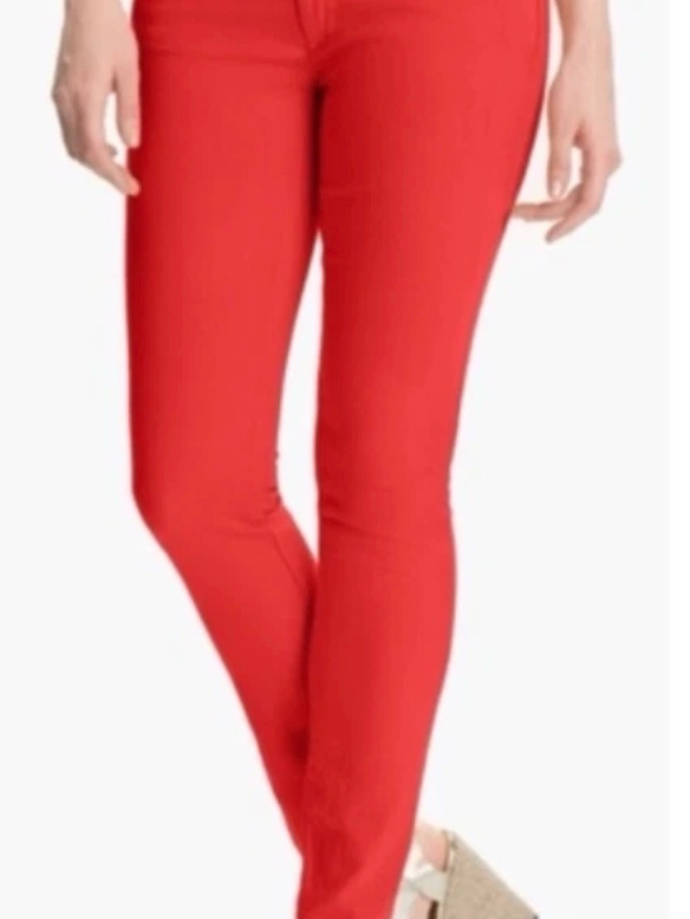 Michael Kors Vibrant Red Denim Pants with Gold Hardware Size 4